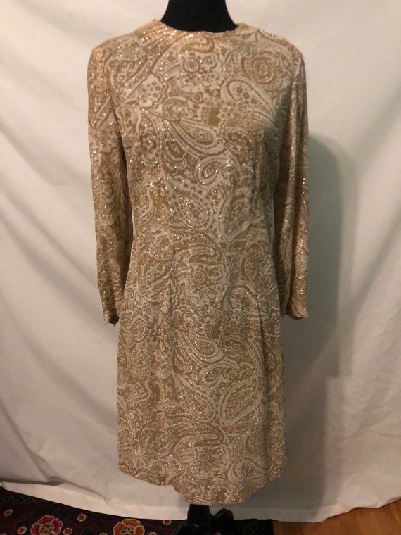 Jerrie Lurie gold metallic paisley dress