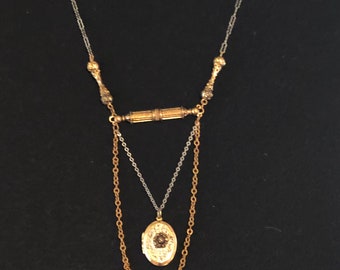 1910s rose locket with trapeze chain