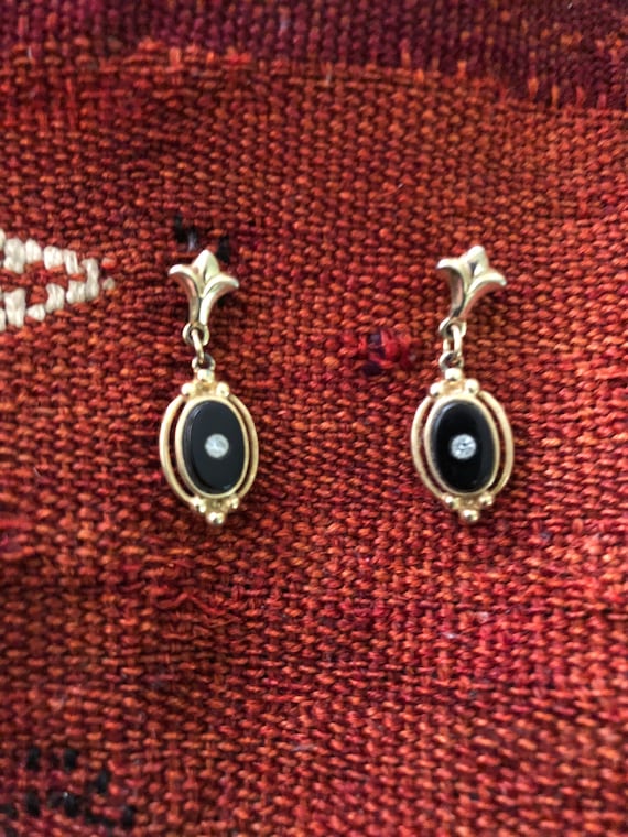 1960s faux onyx and diamond earrings