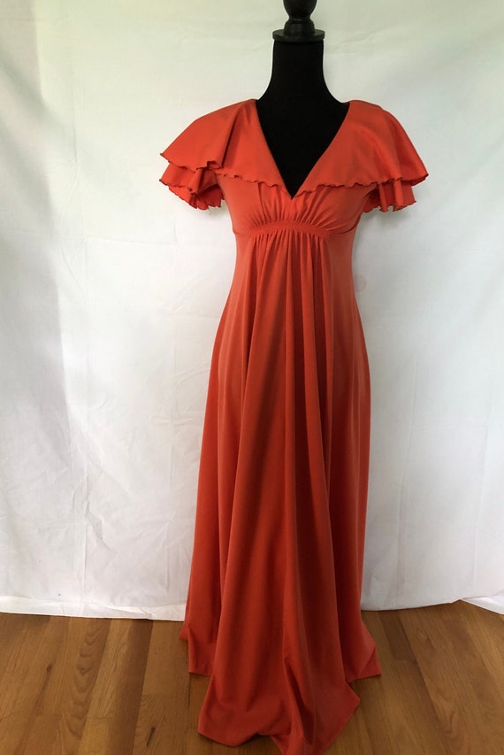Late 1960s/early 1970 s bittersweet coral maxi dr… - image 2
