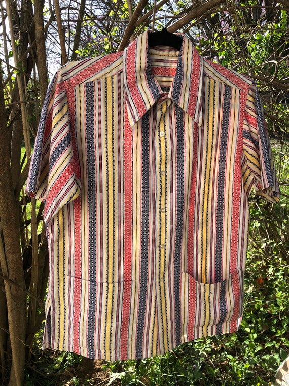 1960s men’s woven cotton stripe shirt