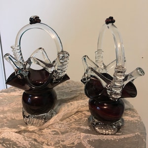 Lovely hand blown Venetian glass baskets