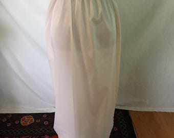 1960s long half slip with slit and embroidered hem
