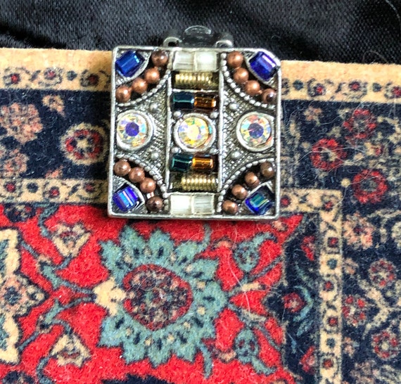 Early 1990s Byzantine flavor rhinestone and beads… - image 3