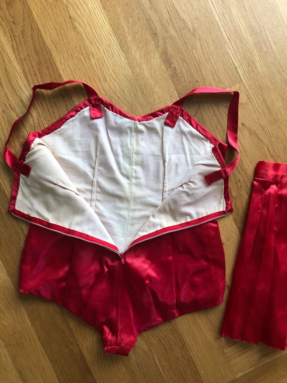 1950s girls red satin dance costume - image 5