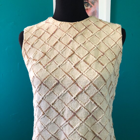 1960s neutrals woven cotton check dress - image 2