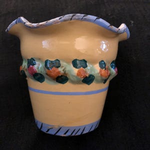 1950s Italian della Robbia-like colorful flower pot
