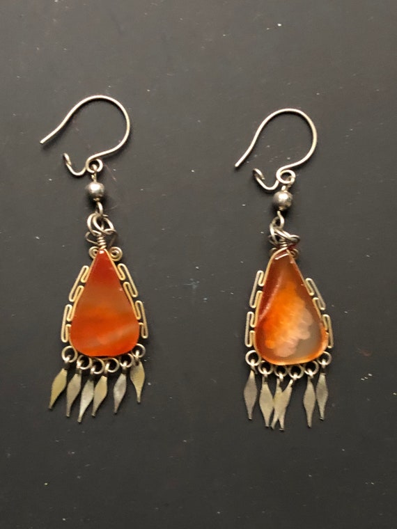 Peruvian orange stone earrings - image 4