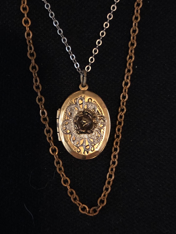 1910s rose locket with trapeze chain - image 5