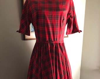 Red Plaid Dress - Etsy