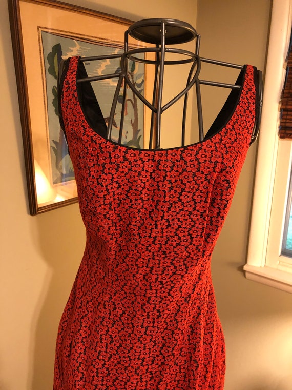 1950s red lace over black taffeta rumba dress - image 4
