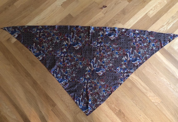 1980s shimmery deep colored triangular shawl/scarf - image 1