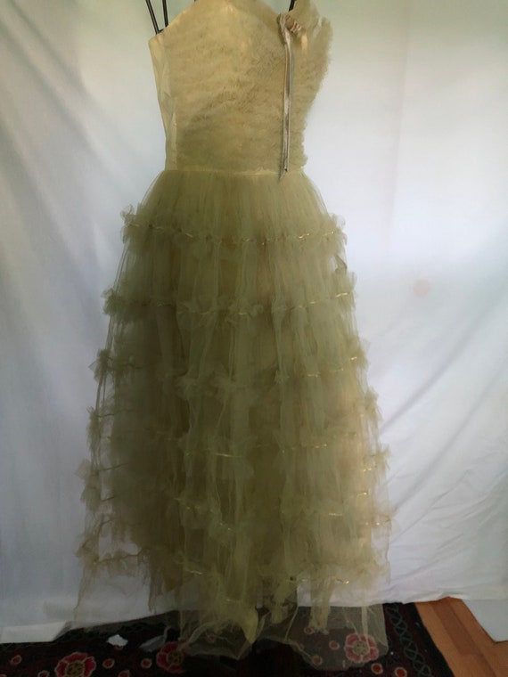 1950s green yellow tulle formal “as is”