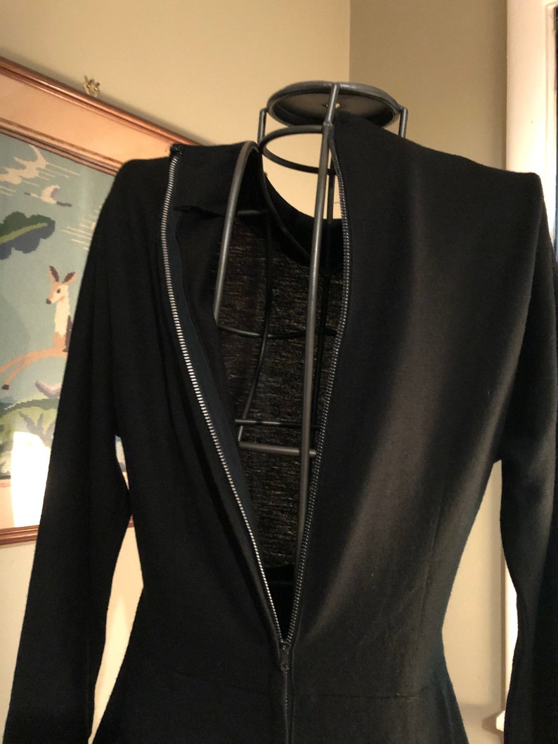 1954 basic black wool dress