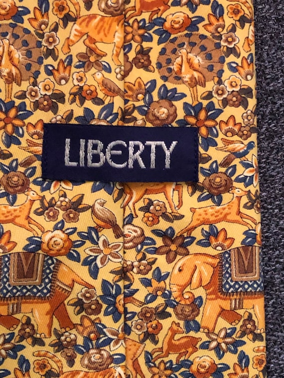 Liberty of London yellow silk animal print tie - image 3