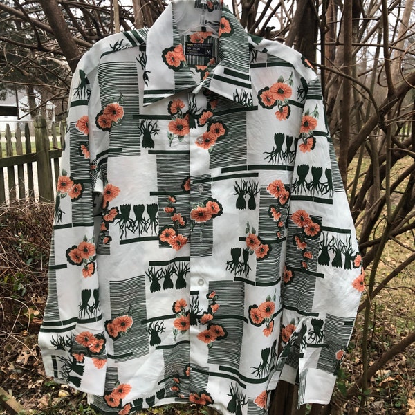 Men’s 1960s floral print shirt