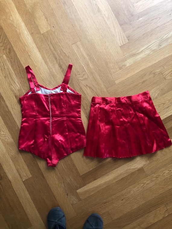 1950s girls red satin dance costume - image 4
