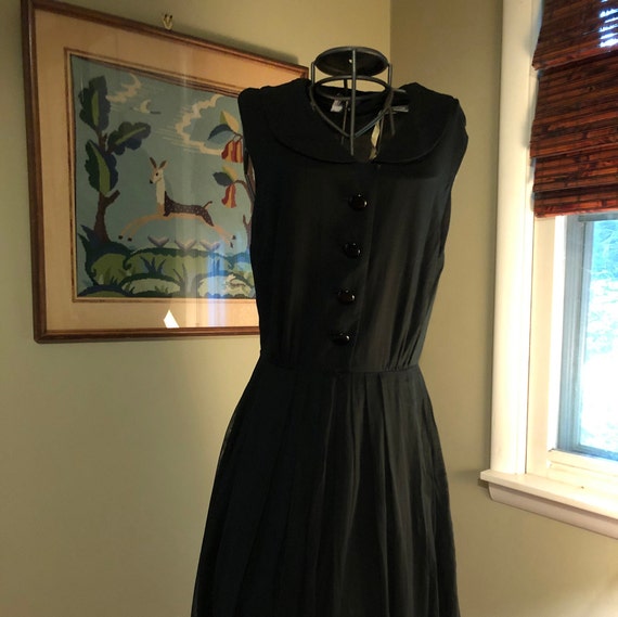 1950s black cotton voile dress