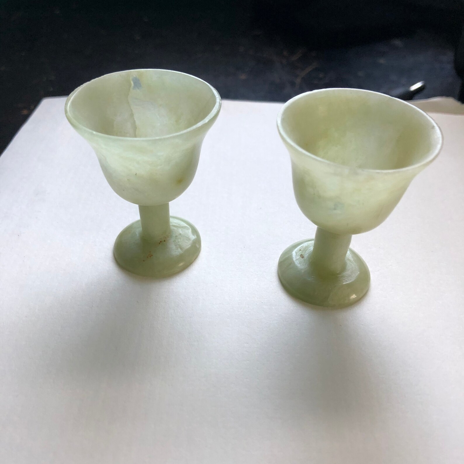 Small green tinged opaque alabaster goblets | Etsy