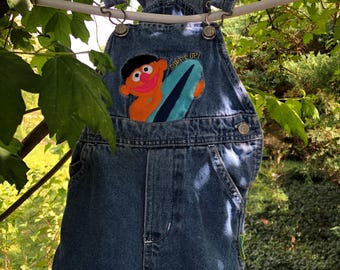 1970s childs Sesame Street Ernie Surfs Up overalls