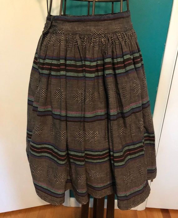 1970s charcoal woven stripe skirt - image 6