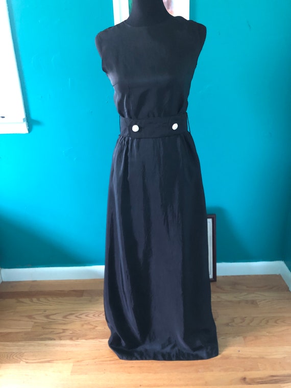 Late 1950s/early 1960s long black silk dress