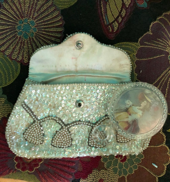 1950s Dormar sequined evening clutch with glass p… - image 6