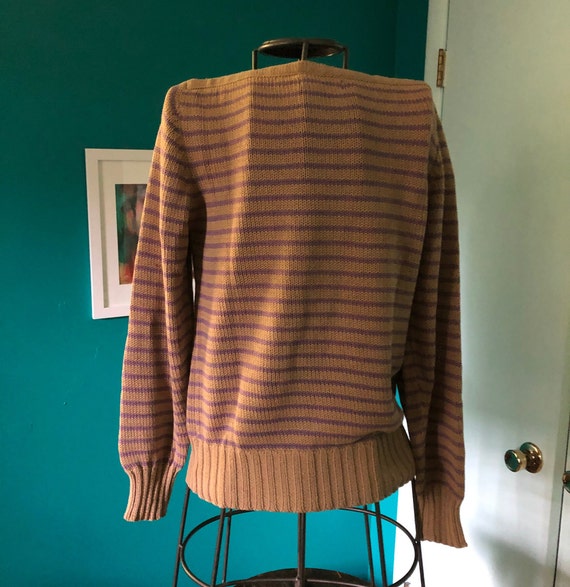 1970s tan and lilac striped pullover sweater - image 9