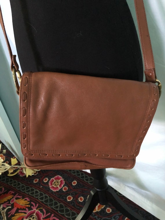 DISSONA Italy Pink/Brown COLORBLOCK Leather Top Handle CROSSBODY