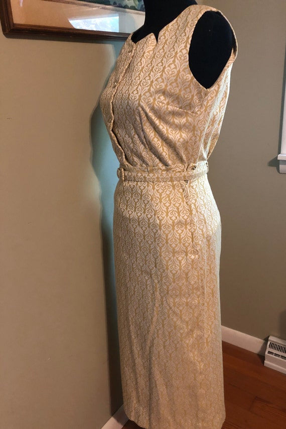 1950s gold and white woven pattern top and skirt … - image 6