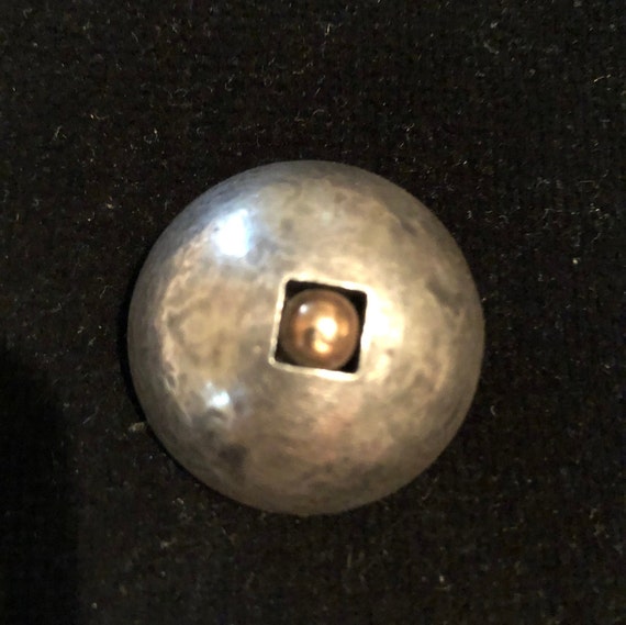 1980s sterling and bronze dome brooch - image 1