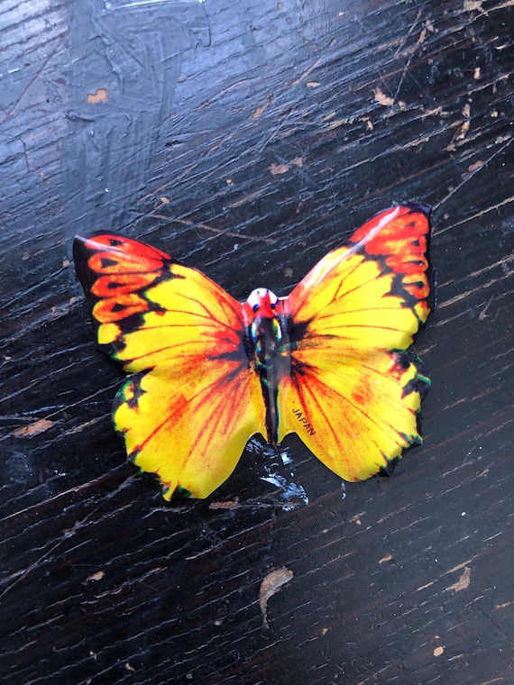 1990s Japanese lithograph butterfly pin