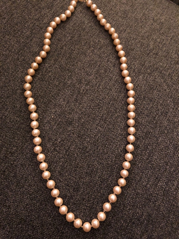 Vintage single strand knotted glass pearls