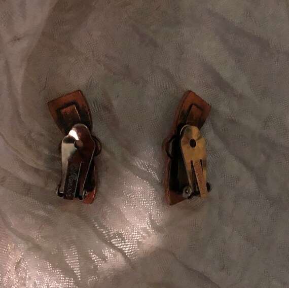 1950s Renoir copper bow clip on earrings - image 3