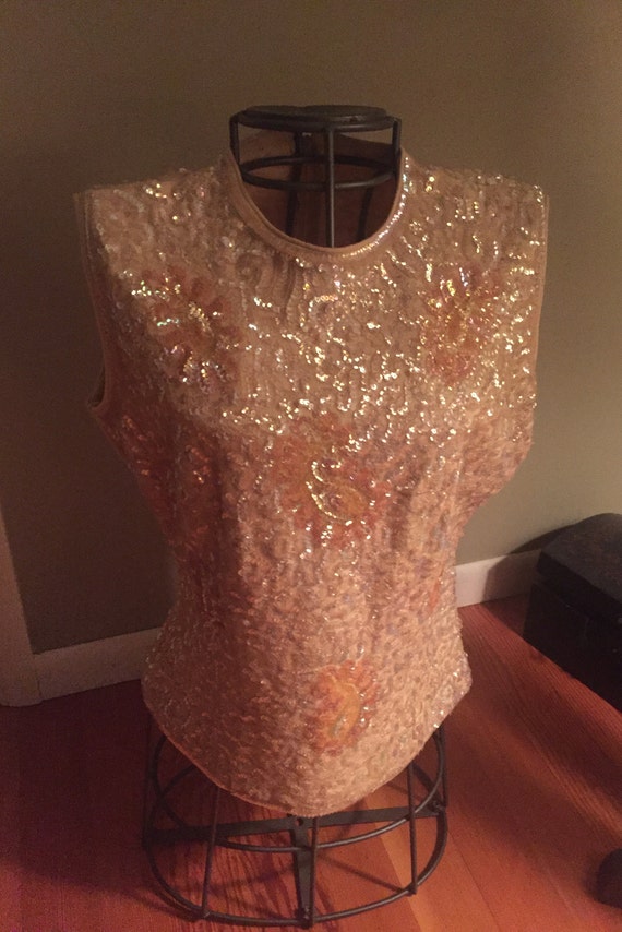 Late 1950s sequined paisley pattern shell