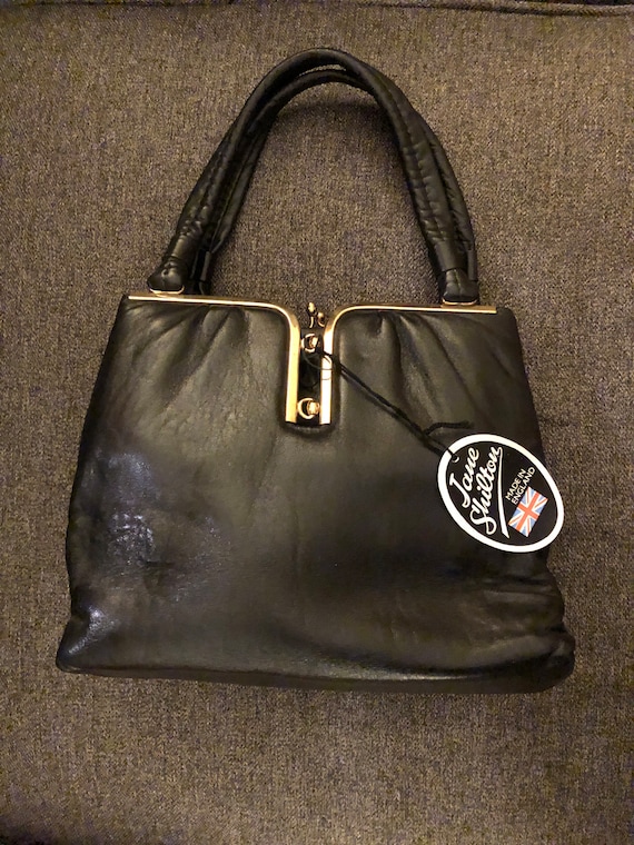 1960s Jane Shilton made in England black leather b