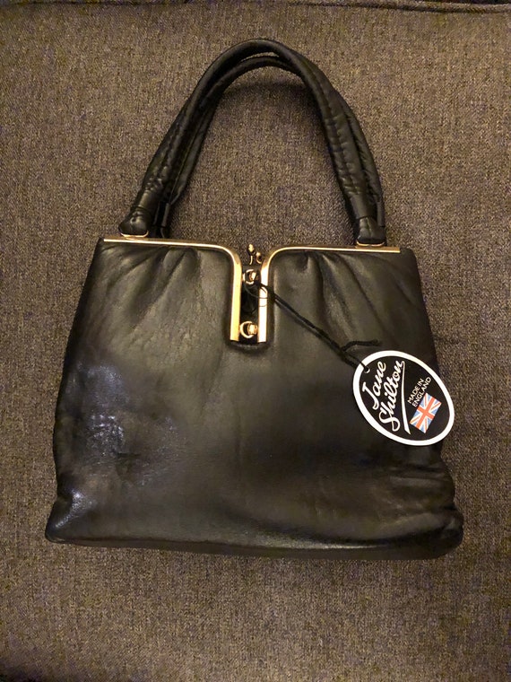 1960s Jane Shilton Made in England Black Leather Bag Etsy