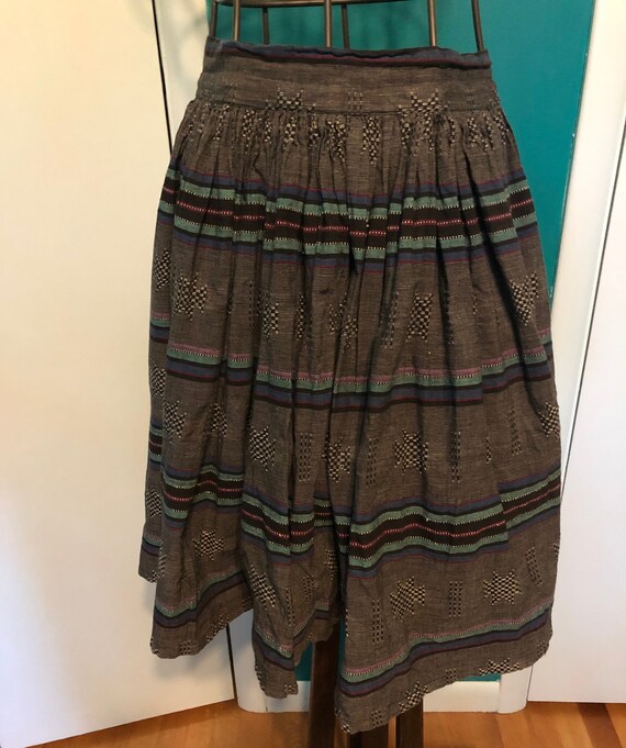 1970s charcoal woven stripe skirt - image 1