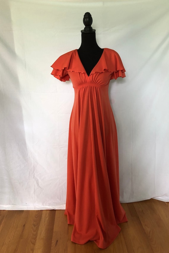 Late 1960s/early 1970 s bittersweet coral maxi dre