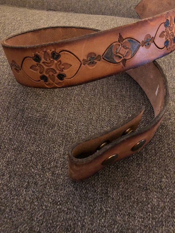 1970s hand tooled and colored belt