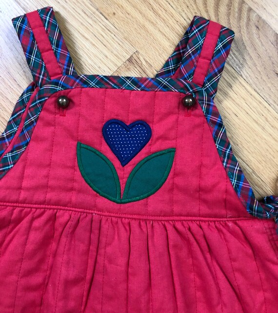 1960s toddler’s red quilted applique jumper so. 2 Gem