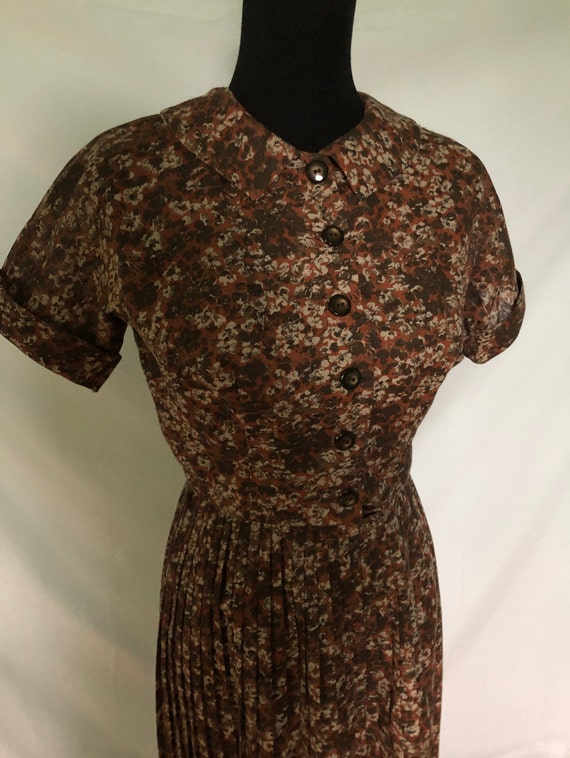 1950s brown floral print sun dress and jacket ens… - image 3