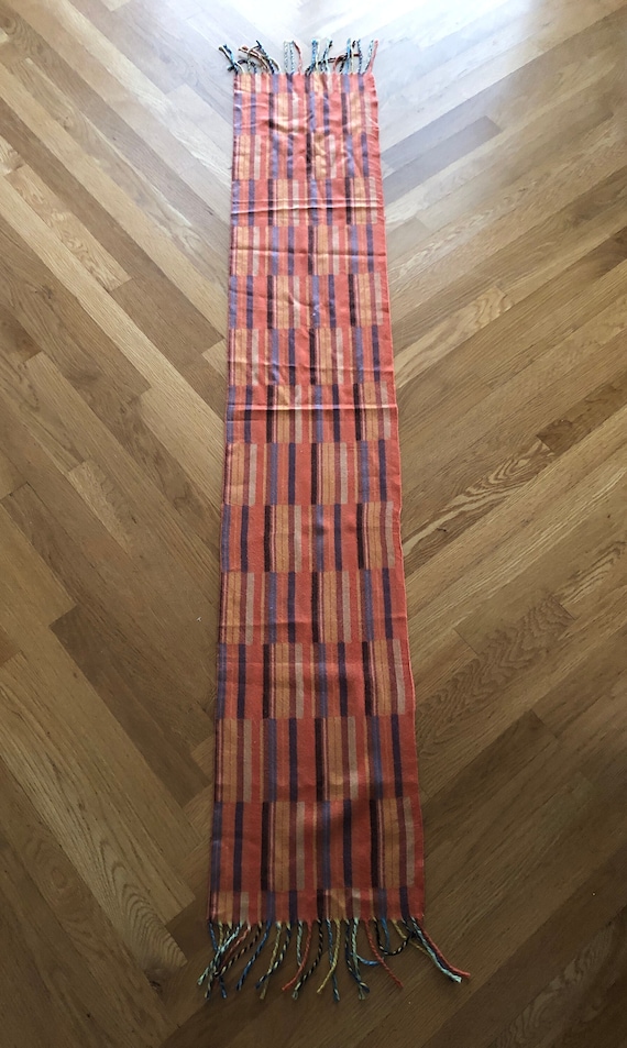 English orange stripe cashmere scarf
