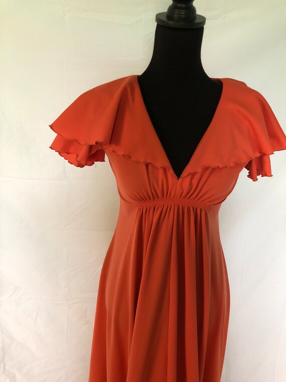 Late 1960s/early 1970 s bittersweet coral maxi dr… - image 4