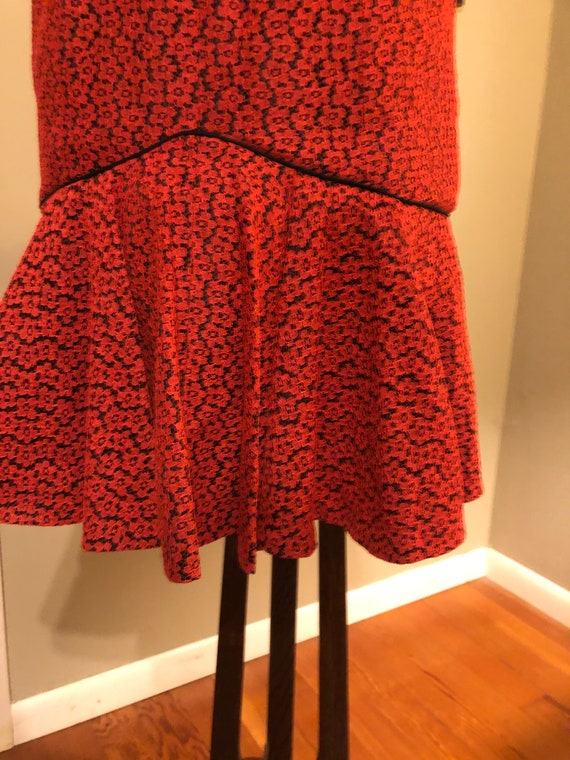 1950s red lace over black taffeta rumba dress - image 8