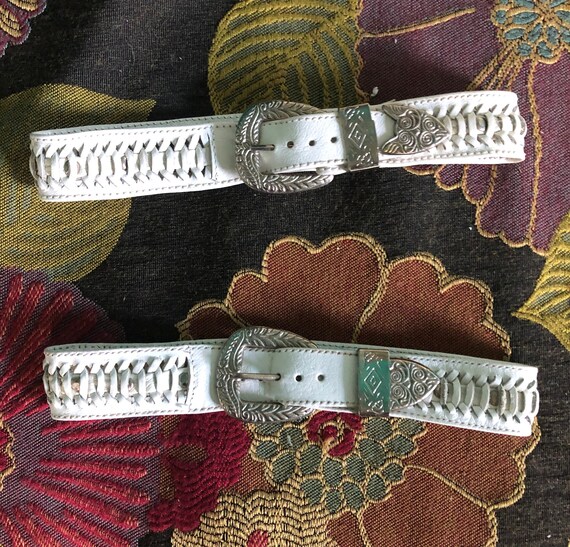 1950s western woven white leather boot bands - image 1