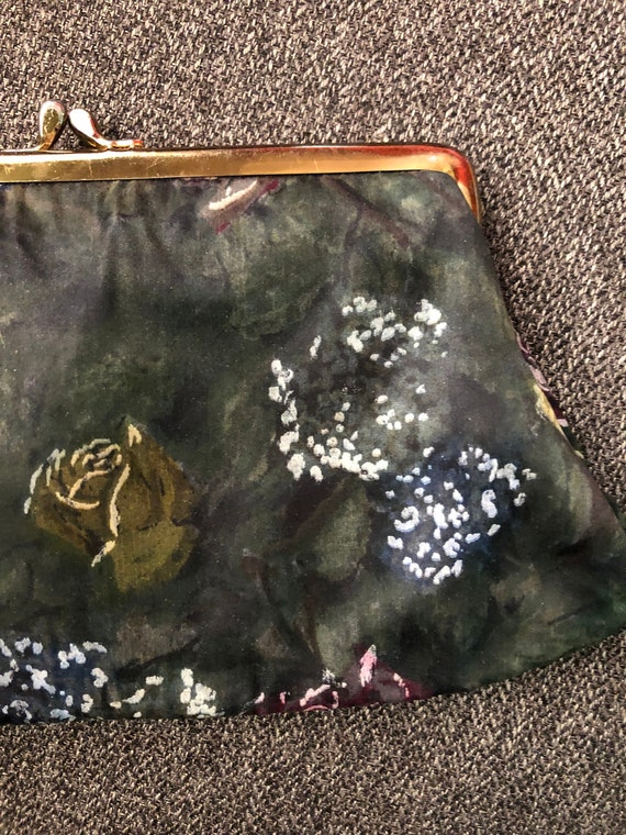 1950s small green watercolor print clutch - image 2