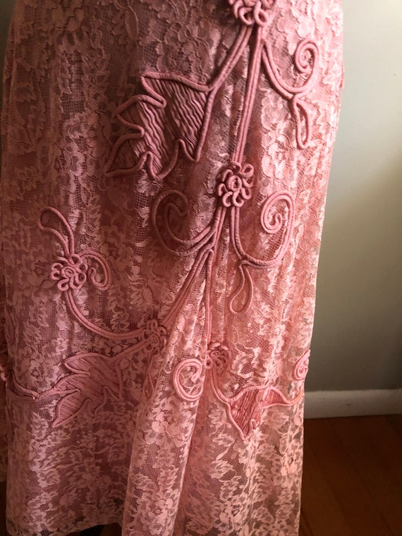 Late 1940s/early 1950s pink rose lace dress with … - image 3