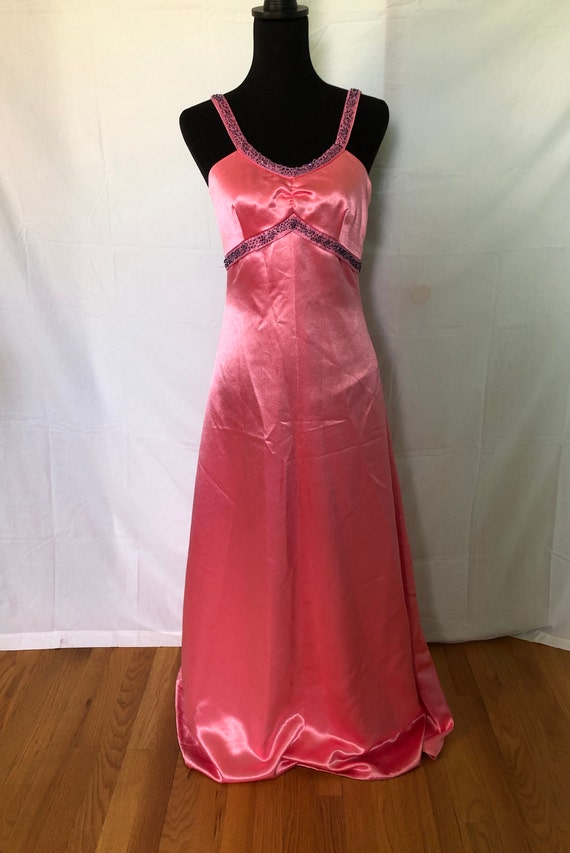 Late 1960s/early 1970s hot pink satin formal with 