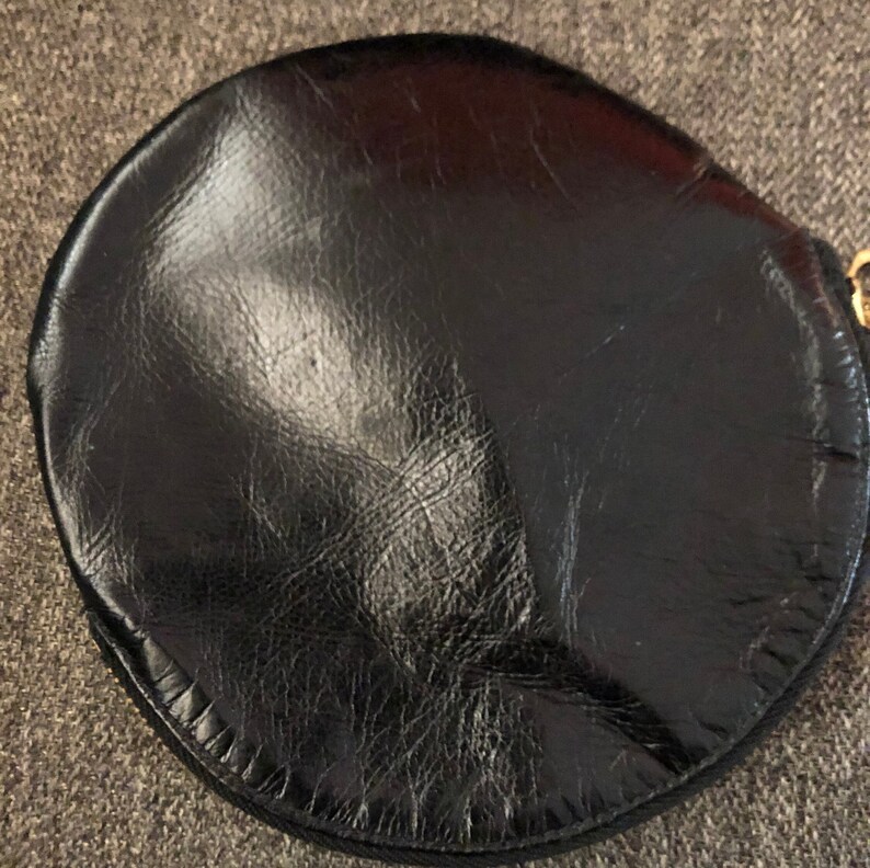 1950s Circular Black Leather Coin Purse With Red Leather - Etsy